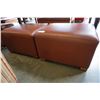 Image 2 : 2 BROWN LEATHER OTTOMANS