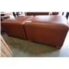 Image 2 : 2 BROWN LEATHER OTTOMANS