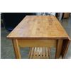 Image 2 : ROLLING WOODEN BUTCHER BLOCK ISLAND TABLE