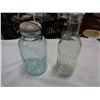 Image 1 : LOT OF ANTIQUE BLUE ATLAS JAR GLASS AND FRESH SQUEEZED ORANGE JUICE JAR