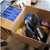 Image 1 : BOX OF TOYS AND GOALIE PADS