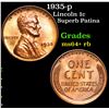 Image 1 : 1935-p Superb Patina . Lincoln Cent 1c Grades Choice+ Unc RB