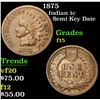 Image 1 : 1875 Semi Key Date . Indian Cent 1c Grades f+