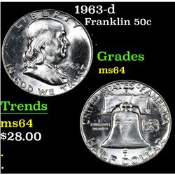 1963-d . . Franklin Half Dollar 50c Grades Choice Unc