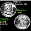 Image 1 : 1963-d . . Franklin Half Dollar 50c Grades Choice Unc