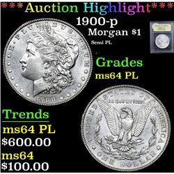 ***Auction Highlight*** 1900-p Semi PL . Morgan Dollar $1 Graded Choice Unc PL By USCG (fc)