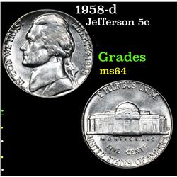 1958-d . . Jefferson Nickel 5c Grades Choice Unc