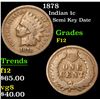 Image 1 : 1878 Semi Key Date . Indian Cent 1c Grades f, fine