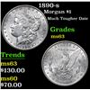 Image 1 : 1890-s Much Tougher Date . Morgan Dollar $1 Grades Select Unc