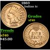 Image 1 : 1863 . . Indian Cent 1c Grades xf