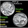 Image 1 : 1937-p . . Buffalo Nickel 5c Grades GEM++ Unc