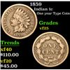 Image 1 : 1859 One year Type Coin . Indian Cent 1c Grades vf+