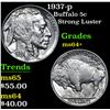 Image 1 : 1937-p Strong Luster . Buffalo Nickel 5c Grades Choice+ Unc