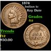 Image 1 : 1874 Key Date . Indian Cent 1c Grades f, fine