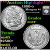 Image 1 : ***Auction Highlight*** 1880-o Rare in this grade . Morgan Dollar $1 Graded Choice+ Unc By USCG (fc)