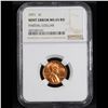 Image 2 : NGC 1971-p Partial Collar Mint Error . Lincoln Cent 1c Graded ms65 rd By NGC