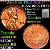 Image 1 : ***Auction Highlight*** 1955/1955 DDO . . Lincoln Cent 1c Graded Select+ Unc RB By USCG (fc)