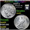 Image 1 : ***Auction Highlight*** 1927-s Semi Key Date . Peace Dollar $1 Graded Select Unc By USCG (fc)