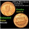Image 1 : 1983-p Mint Error Struck 15% Off center . Lincoln Cent 1c Grades Choice Unc RB