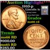 Image 1 : *Auction Highlight* 1910-p Strong Luster Great Red Color Lincoln 1c Graded GEM+ Unc RD By USCG (fc)