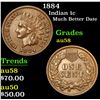 Image 1 : 1884 Much Better Date . Indian Cent 1c Grades Choice AU/BU Slider