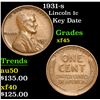 Image 1 : 1931-s Key Date . Lincoln Cent 1c Grades xf+