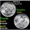 Image 1 : 1924-p . . Peace Dollar $1 Grades Choice Unc