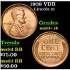 Image 1 : 1909 VDB . . Lincoln Cent 1c Grades Select+ Unc RB