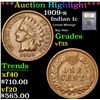 Image 1 : ***Auction Highlight*** 1909-s Lowest Mintage Key Date Indian Cent 1c Graded vf++ By USCG (fc)