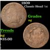 Image 1 : 1809 . . Classic Head half cent 1/2c Grades ag
