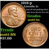 Image 1 : 1918-p Lots of red peeking thru Mint Error Struck Thru Obv Lincoln Cent 1c Grades Select Unc BN