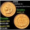 Image 1 : 1908 Deep Rich Red Color . Indian Cent 1c Grades Select Unc RD