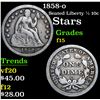 Image 1 : 1858-o Stars . Seated Liberty Half Dime 1/2 10c Grades f+