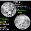 Image 1 : 1935-p Mint Error Struck Thru Obv By Eye Peace Dollar $1 Grades Choice Unc