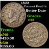 Image 1 : 1822 Better Date . Coronet Head Large Cent 1c Grades vf+