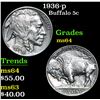 Image 1 : 1936-p . . Buffalo Nickel 5c Grades Select Unc