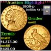 Image 1 : ***Auction Highlight*** 1909-p . . Gold Indian Quarter Eagle $2 1/2 Graded Select Unc By USCG (fc)