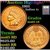 Image 1 : ***Auction Highlight*** 1901 . . Indian Cent 1c Graded GEM Unc RD By USCG (fc)