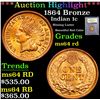 Image 1 : ***Auction Highlight*** 1864 Bronze Blazing Luster Beautiful Red Color Indian Cent 1c Graded Choice 