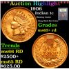 Image 1 : ***Auction Highlight*** 1906 Blazing Luster Deep Rich Red Color Indian Cent 1c Graded Gem+ Unc RD By