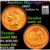 Image 1 : ***Auction Highlight*** 1897 . . Indian Cent 1c Graded Choice+ Unc RD By USCG (fc)