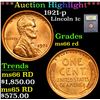 Image 1 : ***Auction Highlight*** 1921-p . . Lincoln Cent 1c Graded GEM+ Unc RD By USCG (fc)