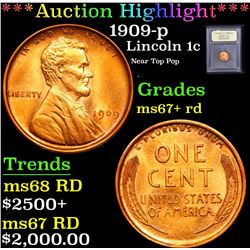 ***Auction Highlight*** 1909-p Near Top Pop . Lincoln Cent 1c Graded GEM++ RD By USCG (fc)