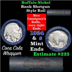 Full roll of Buffalo Nickels, 1924 on one end & a 's' Mint reverse on other end (fc)