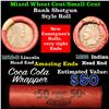 Image 1 : Mixed small cents 1c orig shotgun roll, 1892 Indian one end, 1912-d Lincoln other end