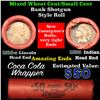 Image 1 : Mixed small cents 1c orig shotgun roll, 1916-s one end, 1899 Indian cent other end