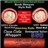 Image 1 : Mixed small cents 1c orig shotgun roll, 1917-s one end, 1897 Indian cent other end
