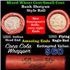 Image 1 : Mixed small cents 1c orig shotgun roll, 1890 Indian Cent, 1858 Flying Eagle other end