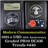 Image 1 : 1991-d USO Unc Modern Commem Dollar $1 Graded ms70, Perfection by USCG