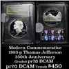 Image 1 : 1993-s Thomas Jefferson 250th Anniversary Modern Commem Dollar $1 Graded Gem++ Proof DCAM by USCG